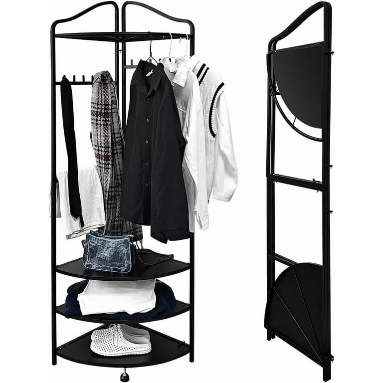 Corner Clothes Coat Rack with Shelves for Small Spaces