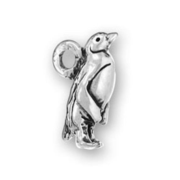 Sterling Silver 30" Unisex 1.5mm Box Chain 3D Penguin Pendant Necklace