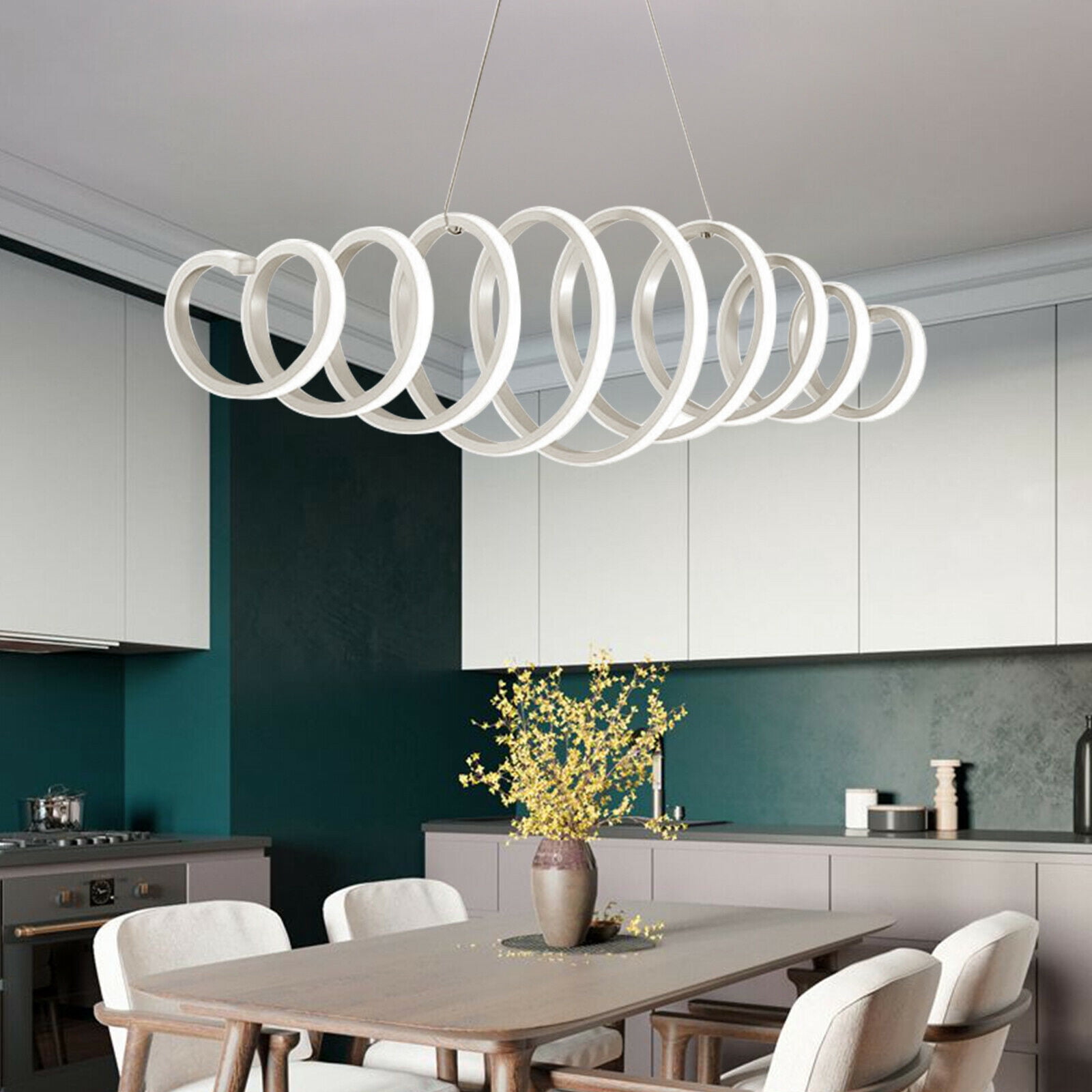 110V Modern LED Acrylic Chandelier Curve Pendant Light Dining Room Ceiling Lamp Modern Acrylic S shape Pendant Light LED Wave Chandelier White Lamp Lighting 88W Modern Acrylic LED Chandelier