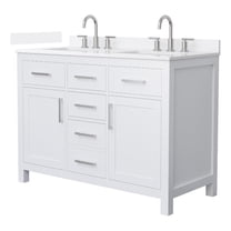 Beckett 48" White Double Vanity & White Quartz Top (3-Hole) & Nickel Trim