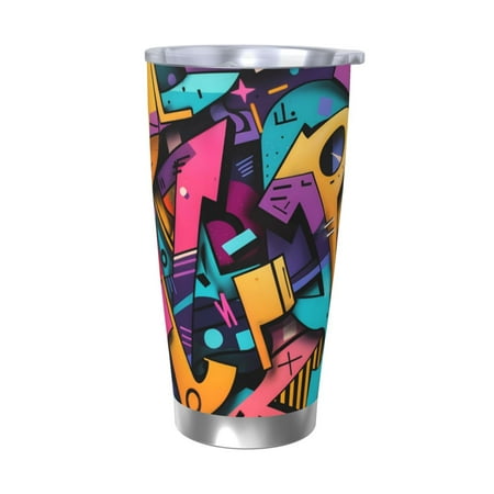 

Zeuib Vibrant Graffiti Urban Art Printed 20oz Stainless Steel Insulated Car Cup Stainless Steel Thermal Cup Vacuum Insulated Leak-proof Travel Mug Cup-Without Straw