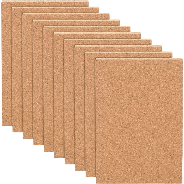 Paquete de 10 láminas de corcho (3 mm de grosor), baldosas de corcho, tapete de corcho de 30 x 20 cm para decoración de paredes, fiestas y manualidades.