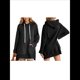thumbnail image 2 of Vestido Informal Extragrande con Capucha, Larga, Dobladillo Dividido y Cordón Ajustable para Mujer con Bolsillo Tipo Canguro. Negro M, 2 of 6