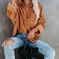 thumbnail image 3 of Astylish Women Corduroy Shirts Casual Long Sleeve Button Down Blouses Top（brown）, 3 of 5