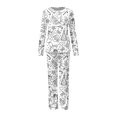 thumbnail image 2 of DIY Hand Painted Coloring Matching Family Christmas Pajamas Set Printing Long Sleeve Pullover Top and Pants with Nightgown for Adults, 2 of 4