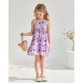 thumbnail image 5 of 4T Baby Girls Dress 5T Girls Sleeveless Dress Flower Print Toddler Girls Summer Halter Floral Dress Purple, 5 of 9