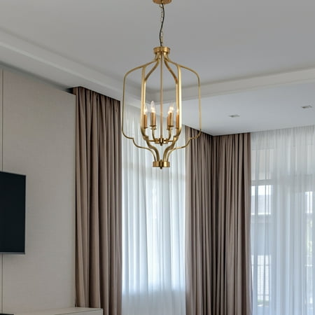 

Dcenta Electroplated gold chandelier iron gold 6 bulbs