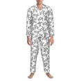 thumbnail image 3 of Salouo Hand Drawn Turtle Print Button-Front Long Sleeve Pajama Set for Men, Soft 2Pjs Men's Long Sleeve Sleepwear-Medium, 3 of 7