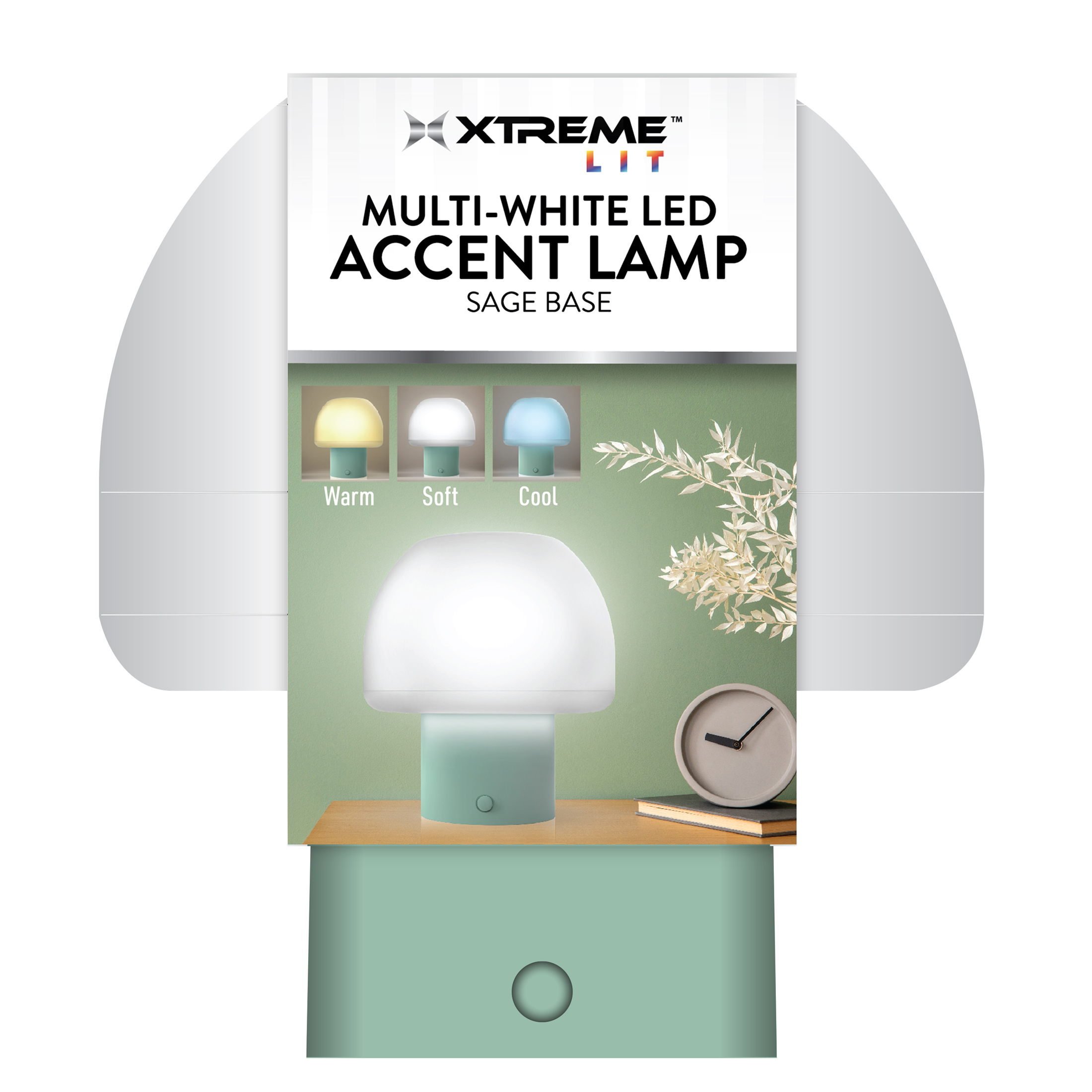 Xtreme Lit MultiWhite Mushroom LED Accent Tabletop Lamp, Remote