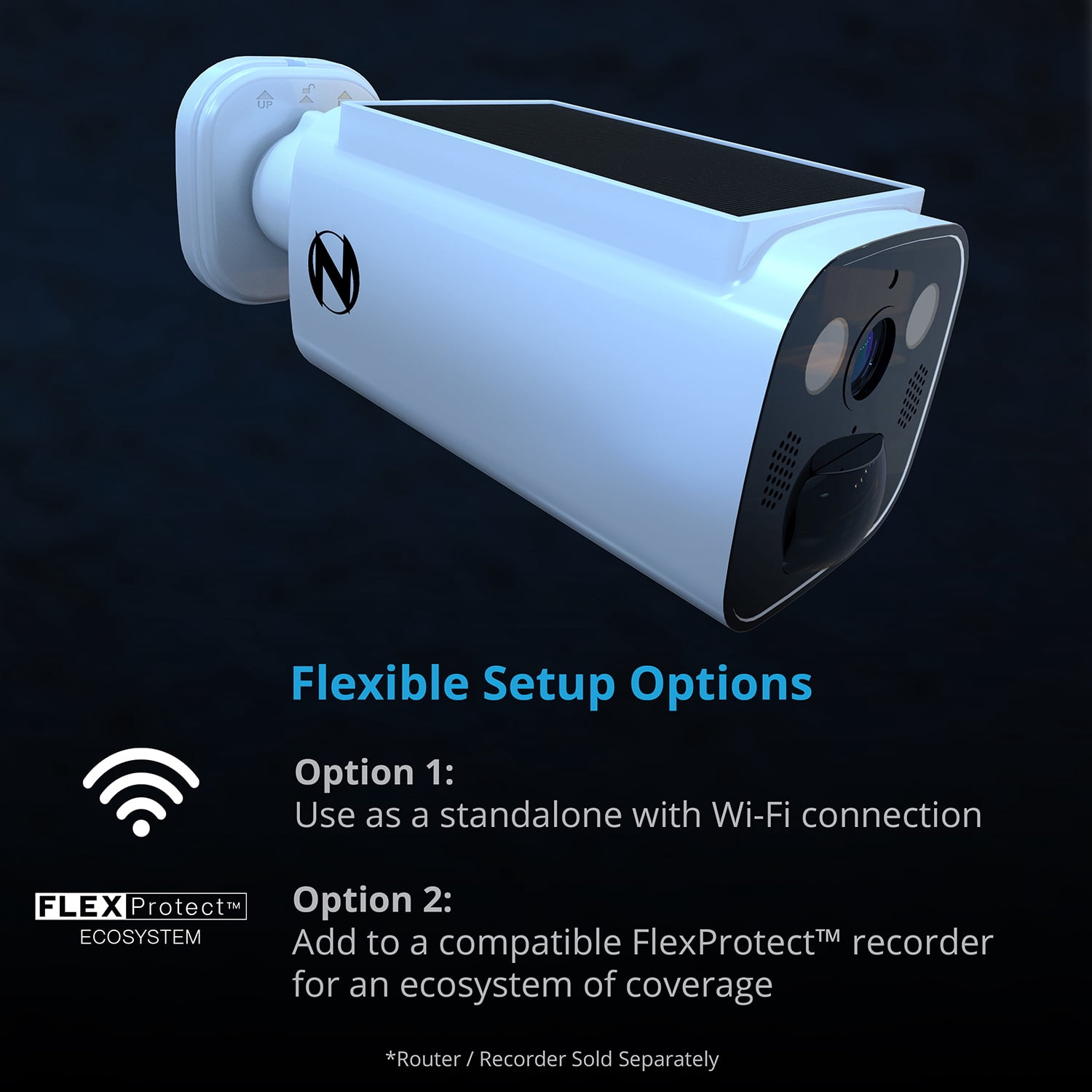 Night Owl Solar Powered Wire Free 2K Camera with Spotlight and 2-Way Audio -White