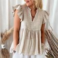 thumbnail image 7 of Msgweeeg Womens Blouses Dressy Casual Short Sleeve V Neck T Shirts for Women Solid Color Loose Fit Summer Breathable Womens Going out Tops for Everyday Casual Wear, 7 of 7