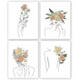 thumbnail image 1 of Póster de arte lineal abstracto, impresiones minimalistas de arte de pared para niñas, mujeres, dormitorio, 4 piezas, dibujo de cara de mujer, pintura en lienzo sin marco, habitaci, 1 of 2