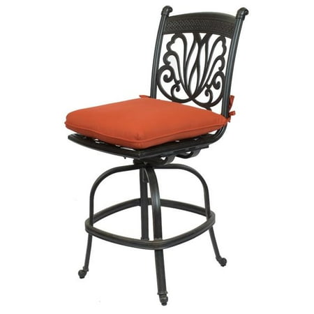 Designer Outdoor Furniture Auckland Comfort Care CC01D-TC Cast Aluminum Armless Designer Counter Outdoor Barstool with Sunbrella Terra Cotta Cushion - 47.4 x 20.9 x 26.6 in. - Set of 2 ()