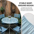thumbnail image 5 of Teal Blue Fitted Tablecloth with Elastic Edged, Round Table Cloth for Dining Table, Modern Abstract Art Ombre Striped Waterproof Oil Proof Table Cover for Indoor Outdoor 55"-60", 5 of 8