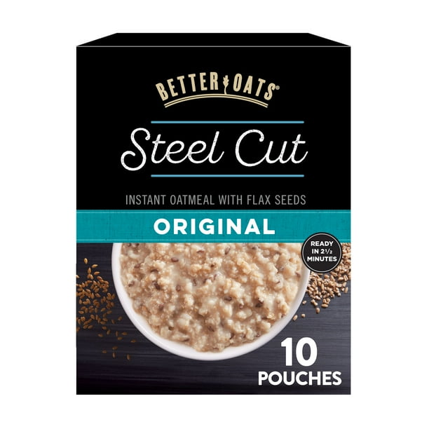 Better Oats Steel Cut Original Instant Oatmeal Packets, Made With Flax Seed, Original Flavor, 11