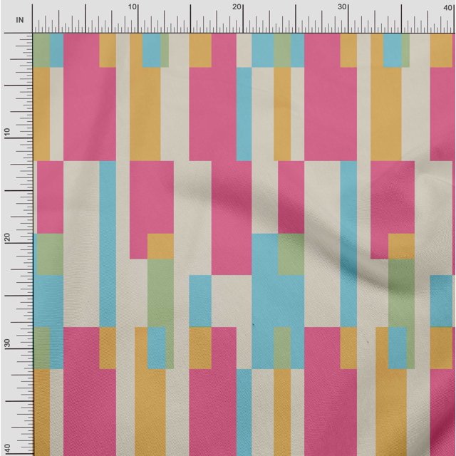 Soimoi Poly Georgette Fabric Geometric Panel Decor Fabric Printed Yard 52 Inch Wide