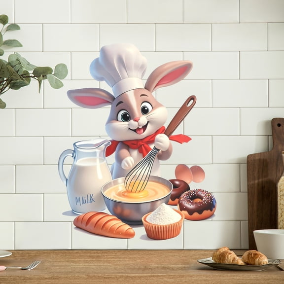 Wall Decal Whimsical Removable PVC Durable Wall Sticker for Cafe Cabinet Dining Area Cute Room and Home Decor Easy to Peel and Stick Colorful(4 Style)