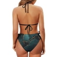thumbnail image 6 of Uourmeti Luxury Green & Gold Marble Halter Triangle Bikini Set - Sexy Tie Side Two Piece Swimsuit for Beach Vacations & Pool Parties, 6 of 9