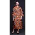thumbnail image 3 of Bimba Medium Orange Bird Peach Floral & American Robin Long Printed Kimono Robes for Women Bridesmaid Robes Cotton Bathrobes L, 3 of 5