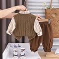 thumbnail image 5 of Toddler Boys Long Sleeve Shirt with Knitted Vest and Tie Set Casual Elastic Waist Pants Outfit for Kids, 5 of 7