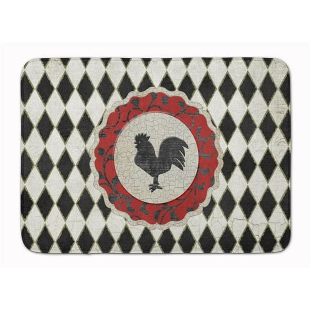 Tapis en Mousse à Mémoire de Forme Lavable en Machine Arlequin Coq Noir et Blanc