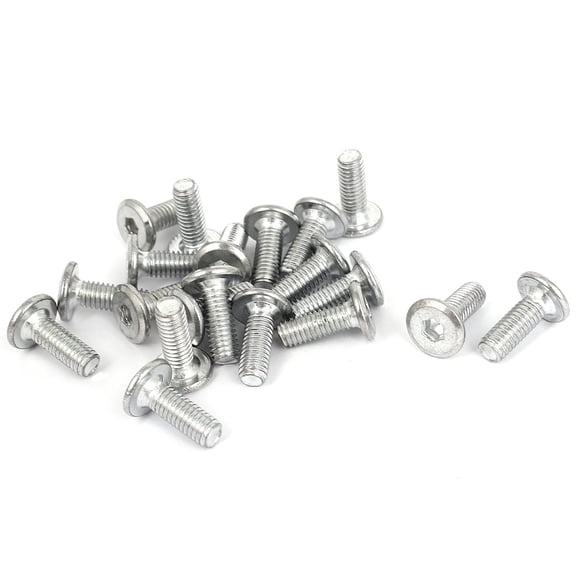 Unique Bargains 20Pcs Countersunk Flat Head Cap Hexagon Socket Bolt Screws M6 x 15mm