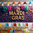 thumbnail image 6 of LUUFILx Mardi Gras Party Banner Decorations Feather Mask Backdrop for Celebration Photography Props Carnival Event Supplies Festive Green Purple Theme Decor, 6 of 8