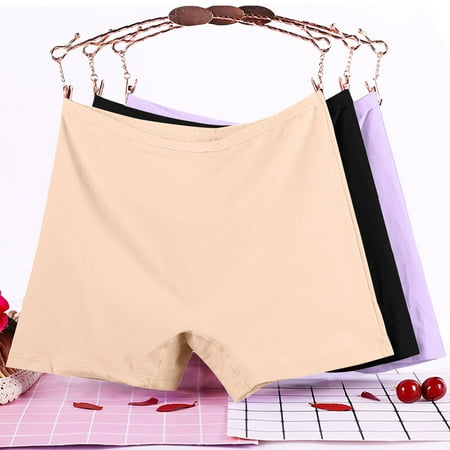 GENGING Panties for Women 3PC Women s Plus Size XL-6XL Solid Color Underwear High Waist Leak Proof Cotton Short Moisture Wicking Underwear Shorts