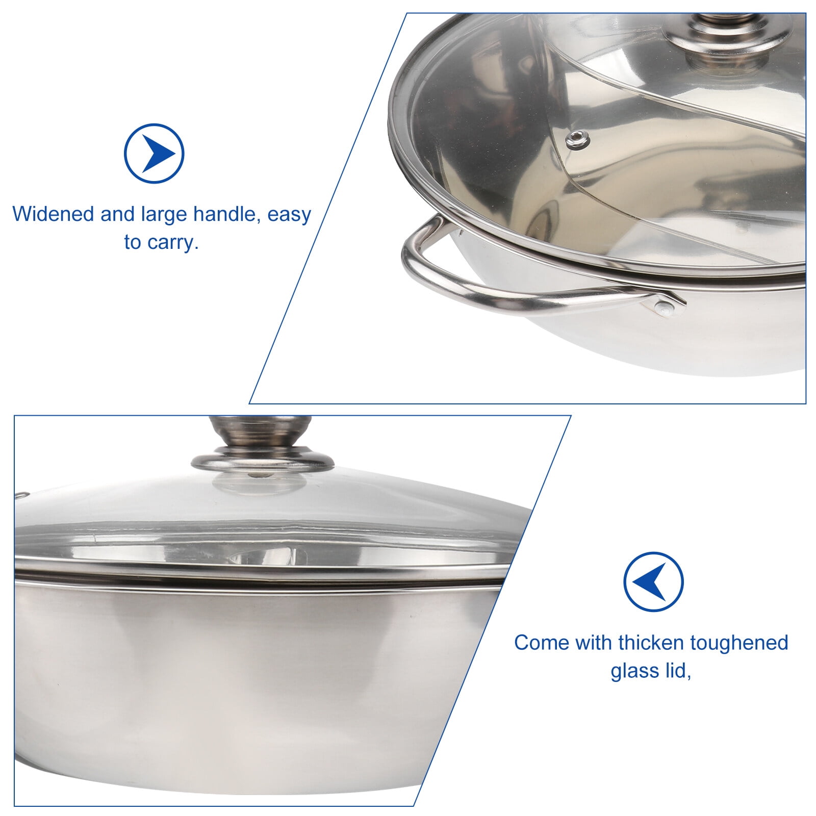 Multifunctional Induction Cooker Pot Stainless Steel Dual Hot Pot Cookware Cooking Pots with Lid 32cm