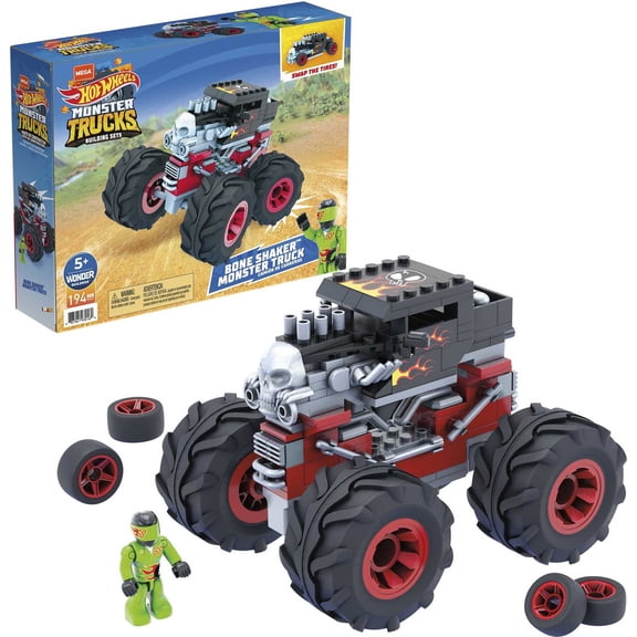 MEGA Hot Wheels Monster Trucks Building Toy Bone Shaker with 1 Figure (194 Pieces)