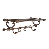 Decmode Modern Copper Finish Aluminum Wall Hook Shelf 24" x 6"