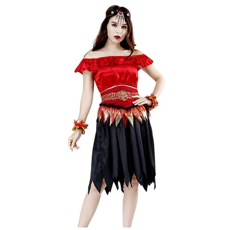 

Ziloco Women s Halloween Masquerade Terror Cosplay Party Costumes Dress corset renaissance Multi-color M