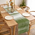 thumbnail image 3 of Sage Green Stripes Table Runner - 36 Inch Long, Kitchen Dining Table Runner Dresser Scarves, Watercolor Abstract Ombre Mottled Farmhouse Decor for Coffee Tables Wedding Party Banquet, 3 of 8