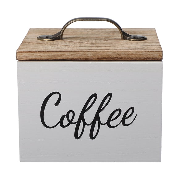Hemobllo White Wood Coffee Capsule Storage Box with Dustproof Lid for Kitchen Organizer