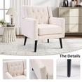 thumbnail image 5 of Ebello Linen Accent Chair, Mid-Century Modern Upholstered Armchair with Thick Padded Seat for Living Room, Bedroom, Easy Assembly, Beige, 5 of 9