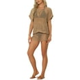 thumbnail image 2 of INSPIRE CHIC Summer Beach Two Piece Knitted Crochet Outfits for Women's Hollow Out Tank Tops with Shorts Cover Ups Set, 2 of 5