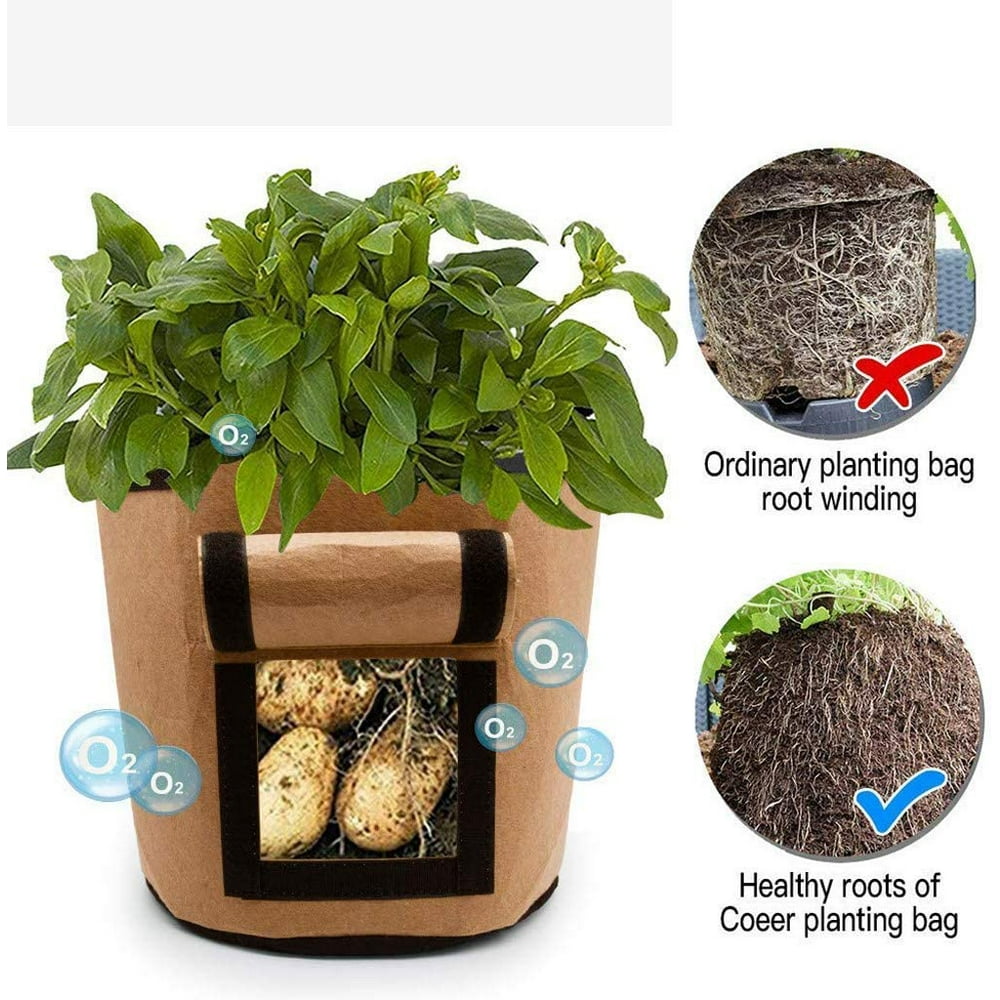 4 Pack Potato Grow Bags,Garden Potato Planting Bag Grow Bag Plant Bag Beauty Planting Bag