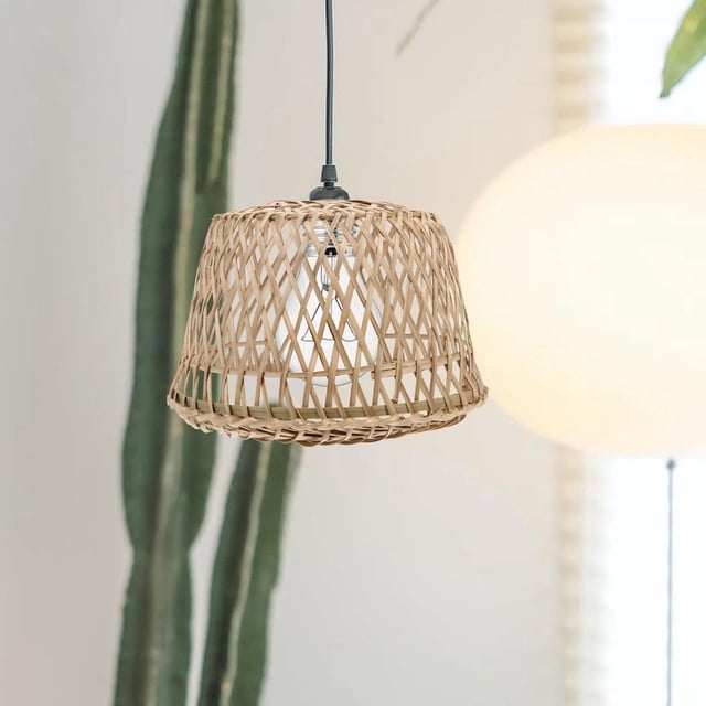 Bambú Tejido a mano Lámpara Techo Colgante Cubierta de luz Reemplazo Cubierta de lámpara rústica a prueba de polvo para restaurante Dormitorio 17cmx17cm Salvador Pantalla tejida