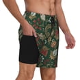 thumbnail image 3 of Picia Red Leaves pattern Mens Swim Trunks with Compression Liner Stretch Beach Shorts Quick Dry with Zipper Pockets No-Chafing Board Shorts-, 3 of 9