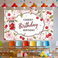 thumbnail image 7 of LUUFILx Cherry Themed Floral Background Birthday Banner Party Decoration, 7 of 7