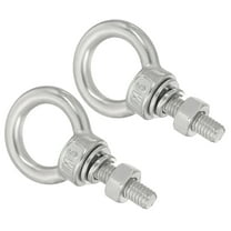 M6x60 1/4"x0.79" Stainless Steel Eye Bolts Threaded Screw Eyebolt Shoulder Ring with Nuts Washers 2 Set