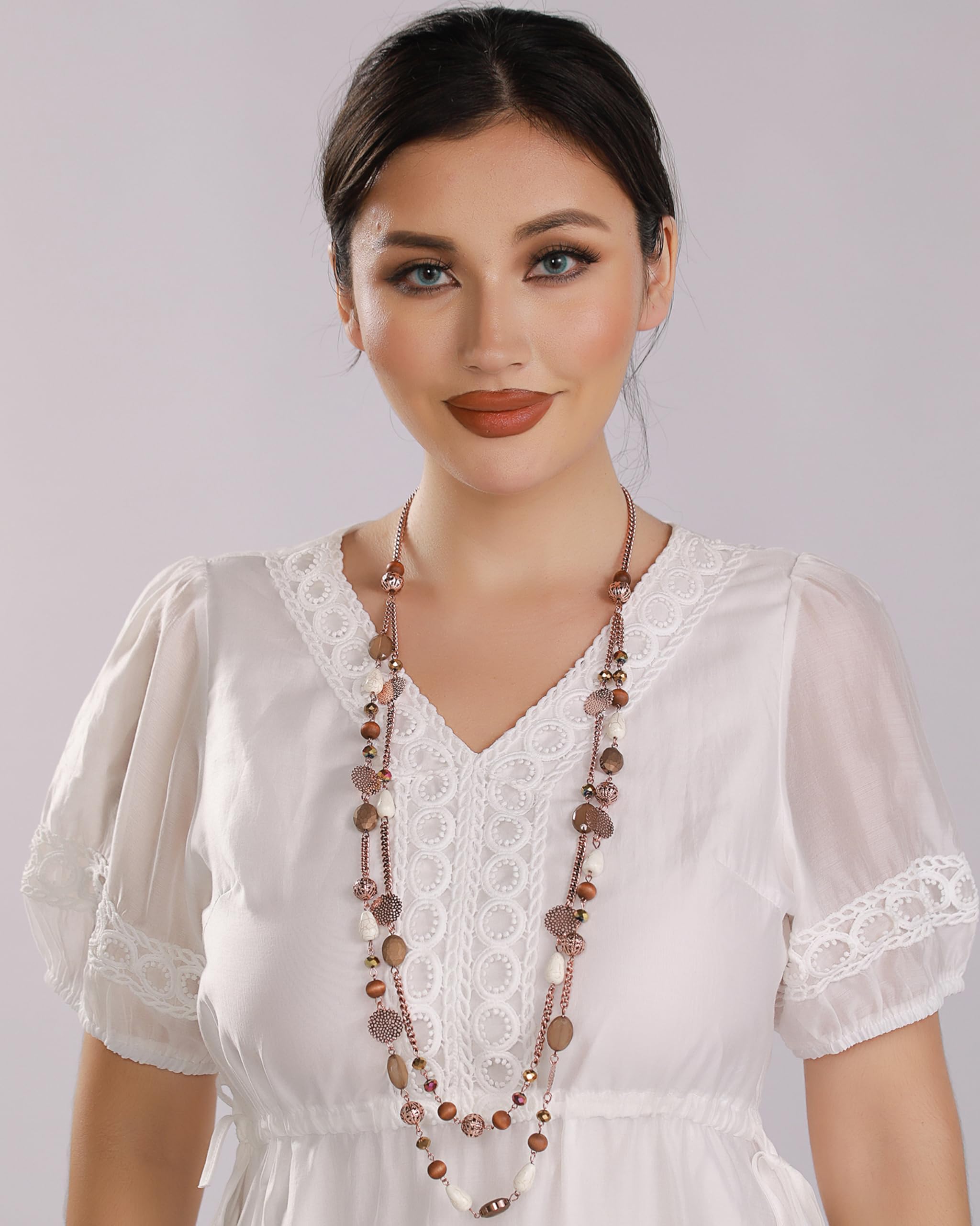Bocar Long Double-Strand Beaded Statement Necklace photo 3