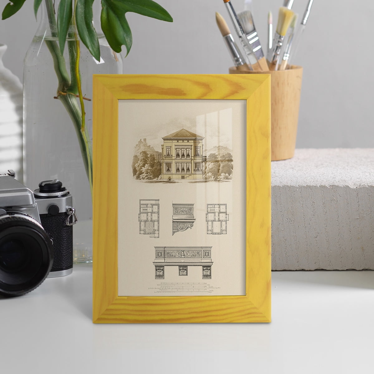 Estate and Plan I -Framed Print w/glass-Sunflower Yellow