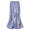 thumbnail image 2 of MSemis Girls Shiny Metallic Flare Pants Bell Bottom Wide Leg Trousers Dancewear, 2 of 7