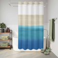 thumbnail image 6 of No Hook Shower Curtain, Blue Teal Beige Ombre Shower Curtains for Bathroom with See Through Top Window, Modern Abstract Art Abstract Waterproof & Washable Bath Curtain Stand Up Stall 36"x72", 6 of 9