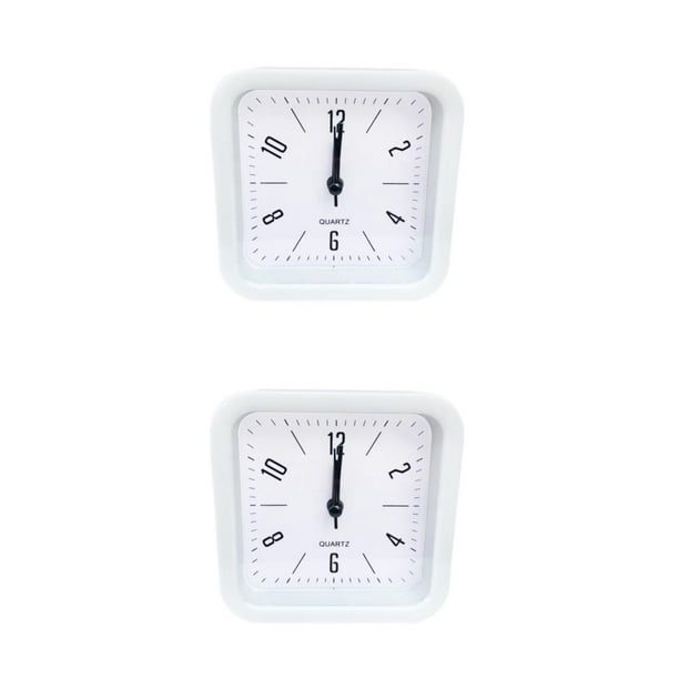 Inteprter Reloj despertador silencioso para cabecera, reloj cuadrado de plástico Digital sin tictac, relojes que funcionan con pilas con luz Blanco Cuadrado 2Conjunto
