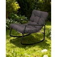 thumbnail image 2 of Outdoor Rocking Chair, Metal Patio Rocking Chair, Indoor Rocking Chair with Cushion, Papasan Rocking Lounge Chair, Comfy Modern Rocker Chair for Porch, Living Room, Garden, Lawn, Dark Grey, 2 of 9