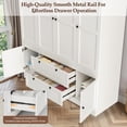 thumbnail image 3 of PARKWELL 4-Door Armoire Wardrobe Closet with 2 Drawers, Clothing Rod and Cabinet, Freestanding Clothing Armoires Closet Organizer for Bedroom, White, 3 of 7