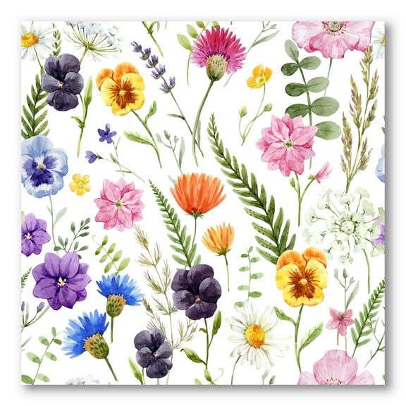Designart ' Coloful Wildflowers Floral Pattern I ' Traditional Canvas Wall Art Print