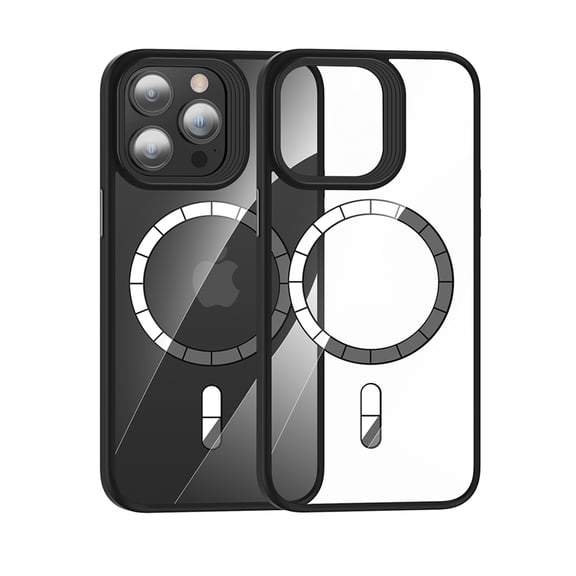 Decase Strong Magnetic Case for Apple iPhone 14 Pro, Ultra Clear Hard PC Phone Shell [Anti-Yellowing] [Support Wireless Charging] Shockproof Slim Fit Case Cover for iPhone 14 Pro 2023,Black